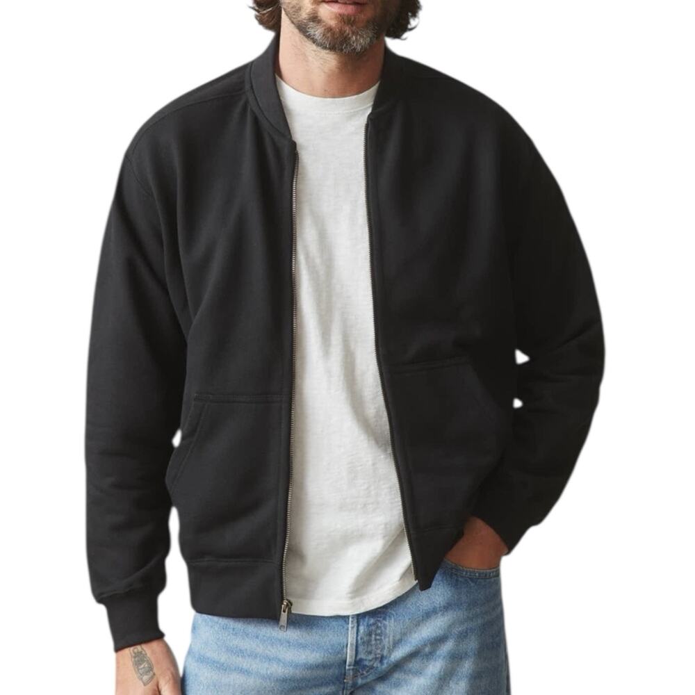 NWOT American Giant Men’s Black Fleece Bomber Heavyweight Cotton Jacket Large